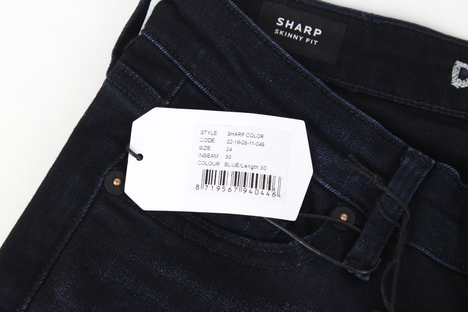 DENHAM Sharp Women Jeans W24/L30 Dark Blue Stretch Skinny Fit Zipped Classic