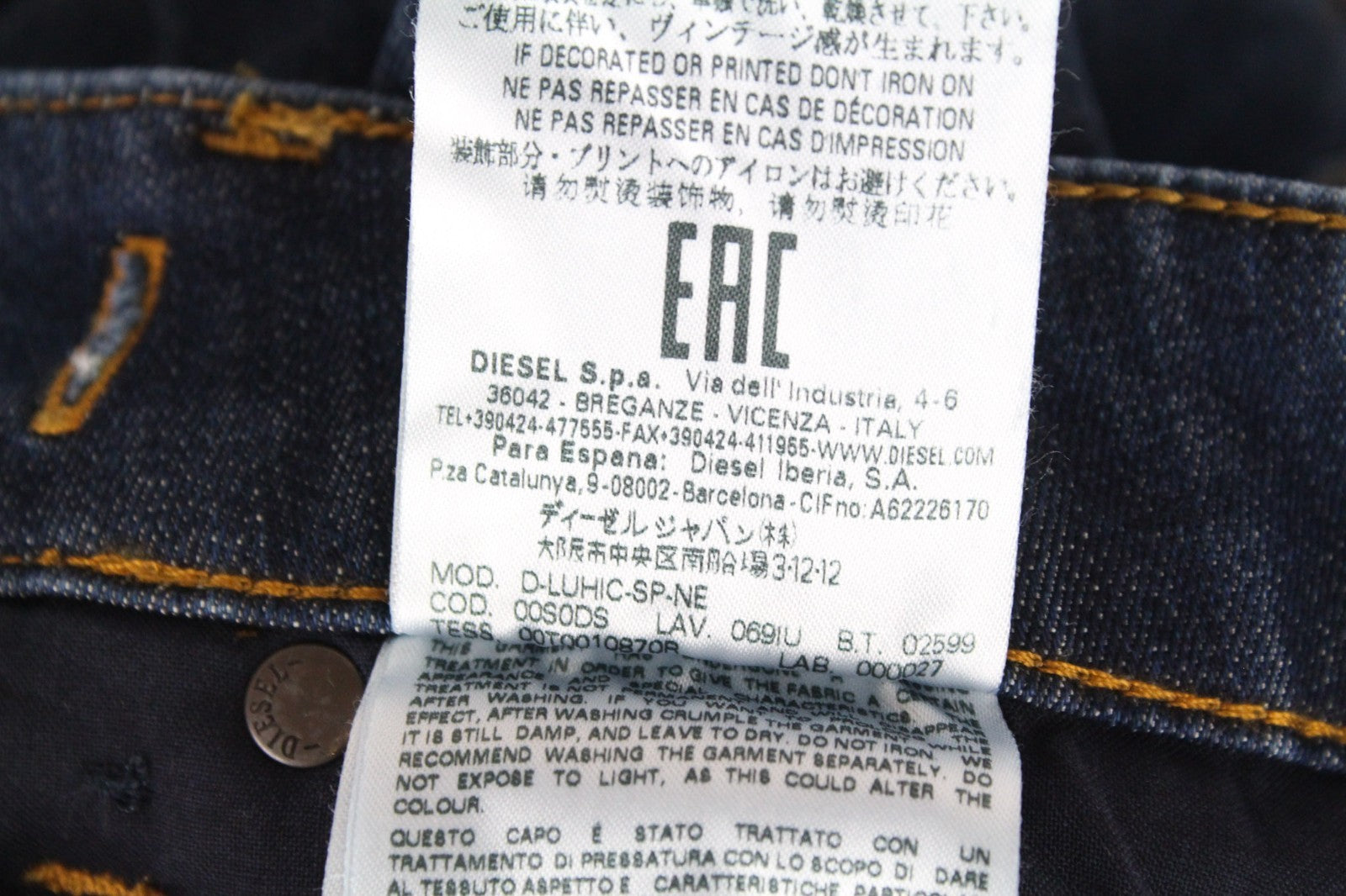 DIESEL D-Luhic-SP-NE 069IU Men Jeans W26 Blue Boys Jogg Sweat Slim Carrot Fit