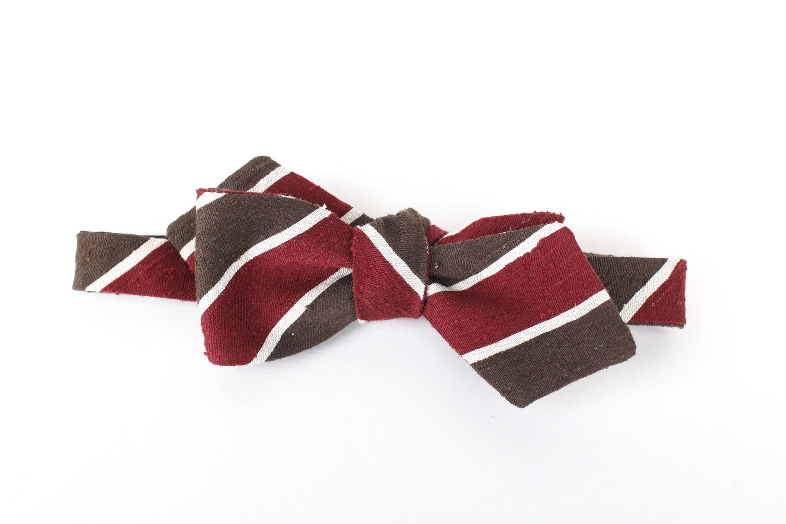 SUITSUPPLY Men Bowtie ~43 cm Red Brown Striped Pattern Pure Silk Classic Formal