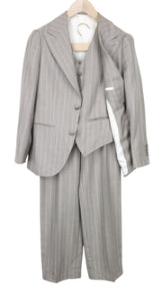 SUITSUPPLY La Spalla Men Suit UK34S Striped Wool Silk Linen Taupe Brown 3 Piece