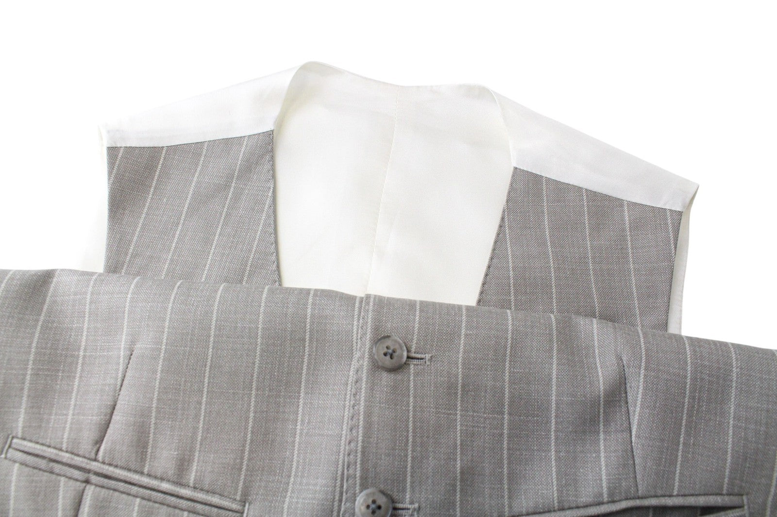 SUITSUPPLY La Spalla Men Suit UK34S Striped Wool Silk Linen Taupe Brown 3 Piece