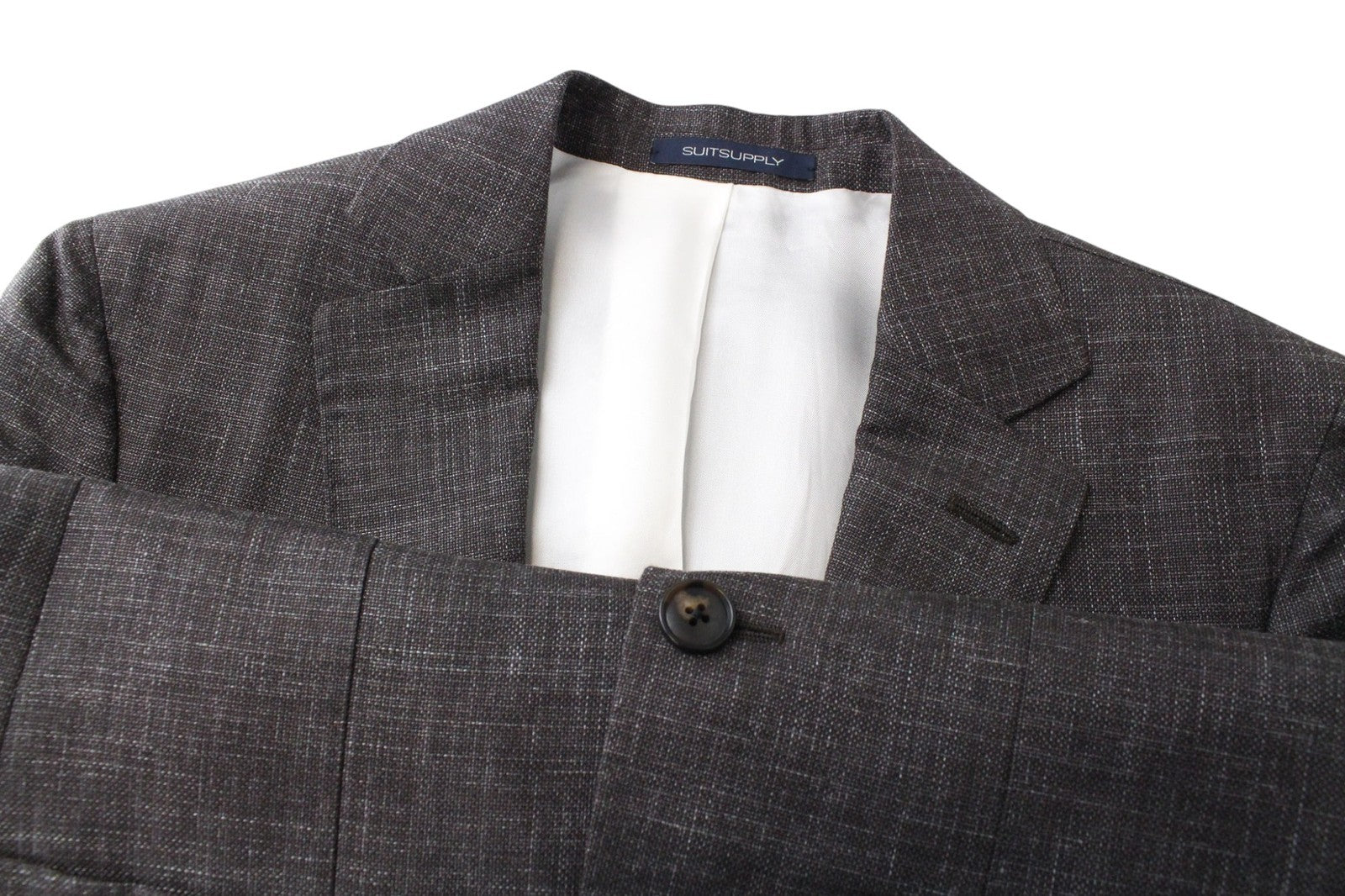 SUITSUPPLY La Spalla Men Suit UK30R Classic Lined Wool Silk Linen Brown 2 Piece