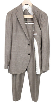 SUITSUPPLY La Spalla Men Suit UK44L Single-Breasted Wool Silk Linen Brown 2Piece