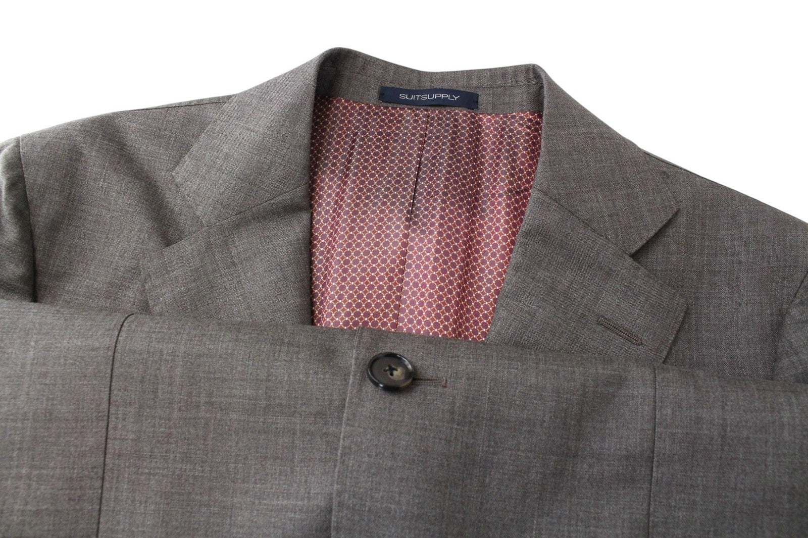 SUITSUPPLY La Spalla Men Suit UK40L Single-Breasted Pure Wool Brown 2 Piece