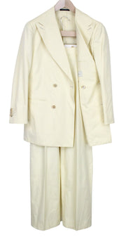 SUITSUPPLY La Spalla Men Suit UK38S Double-Breasted Cotton Light Yellow 2 Piece