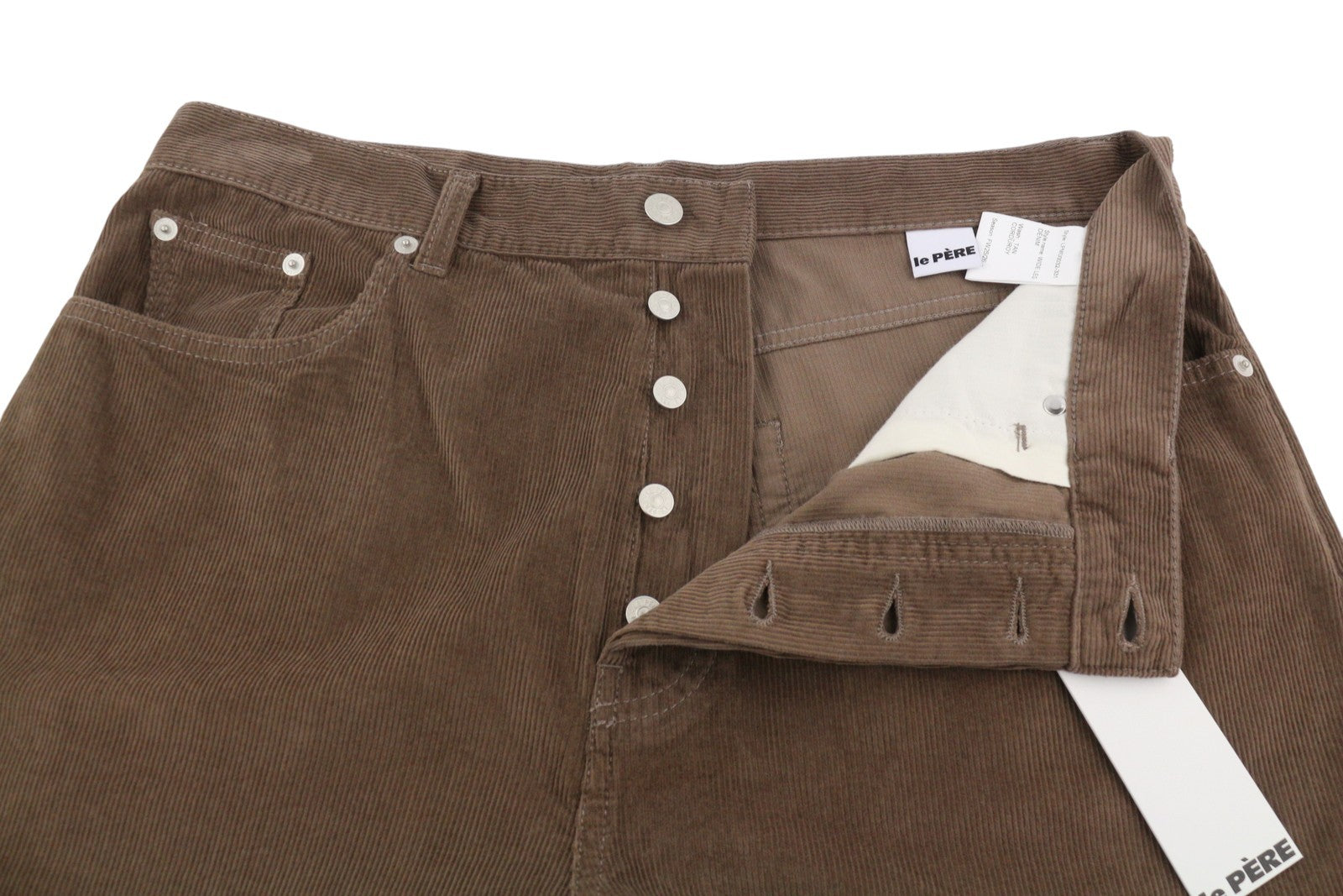 LE PERE Wide Leg Men Trousers W36 Tan Cord Button Fly FW25/26