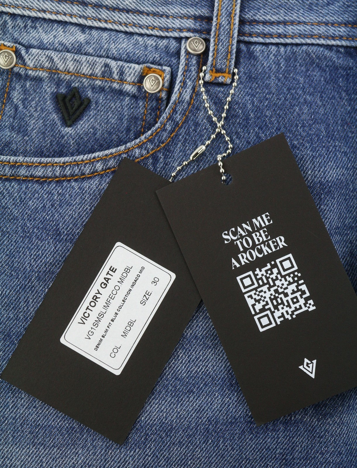 VICTORY GATE Men Jeans Slim Fit Blue Collection Indaco Mid W30 Washed