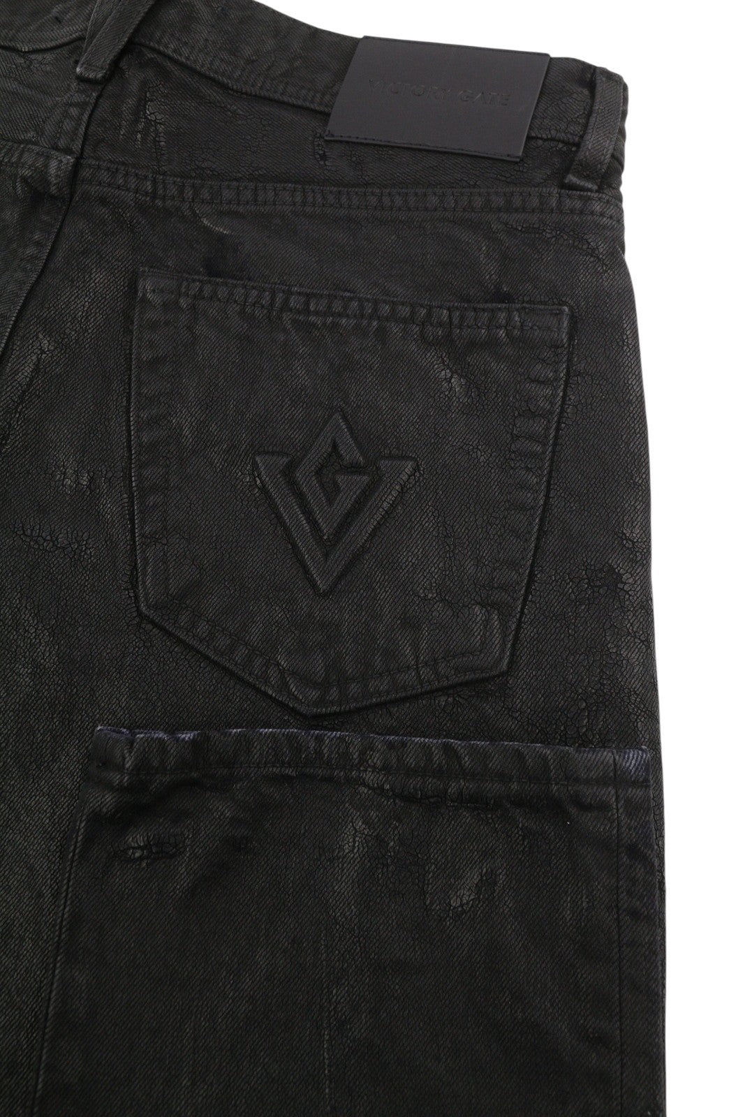 VICTORY GATE Men Jeans Slim Fit Black Collection Spalmato W31 Coated RRP790