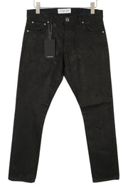 VICTORY GATE Men Jeans Slim Fit Black Collection Spalmato W34 Waxed RRP790