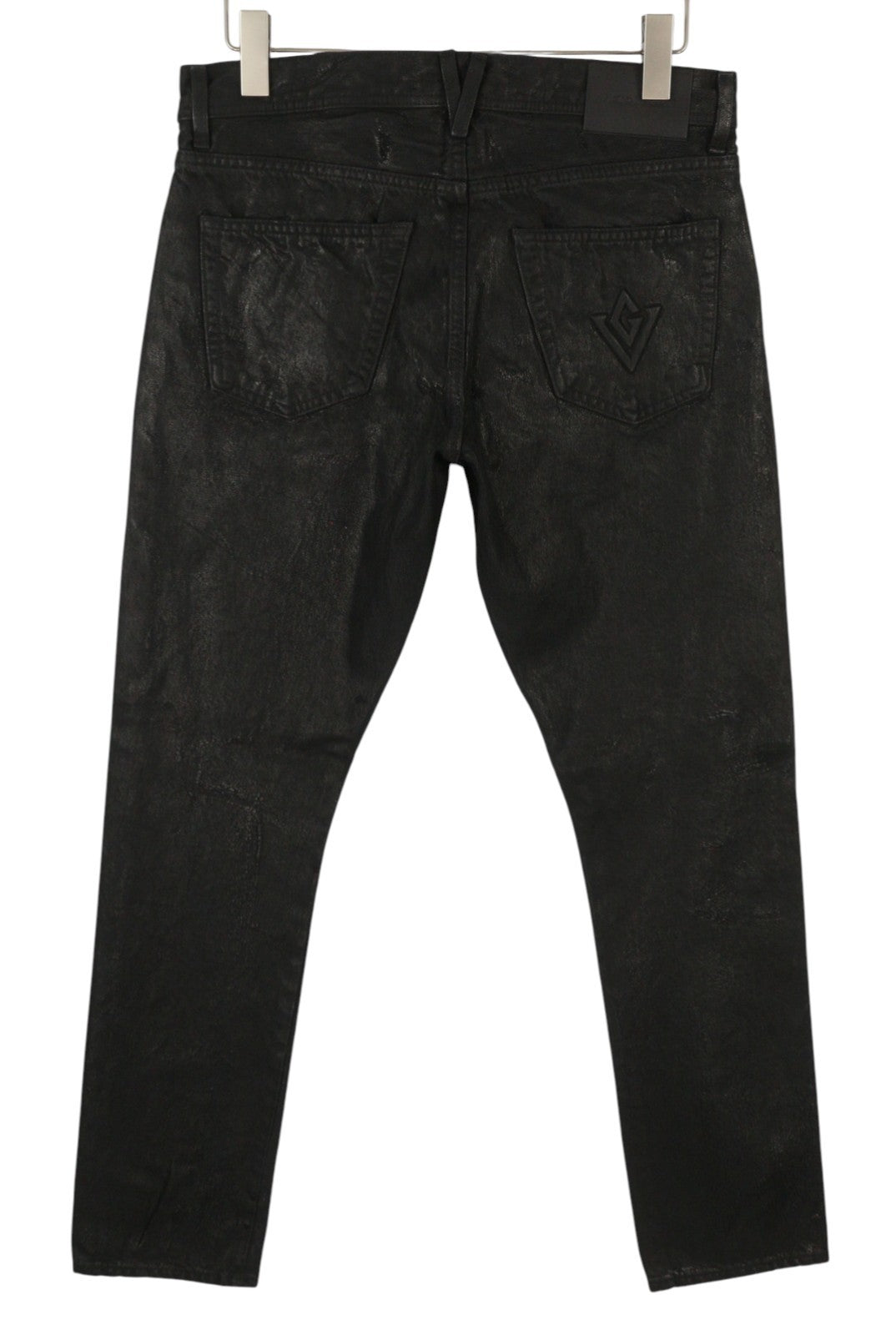 VICTORY GATE Men Jeans Slim Fit Black Collection Spalmato W34 Waxed RRP790