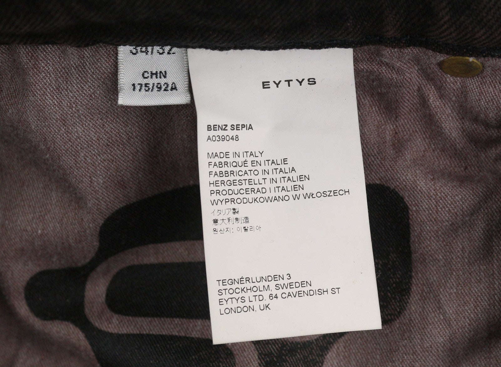 EYTYS Benz Sepia Baggy Fit Women Jeans W34/L32 Brown Used Unisex RRP370
