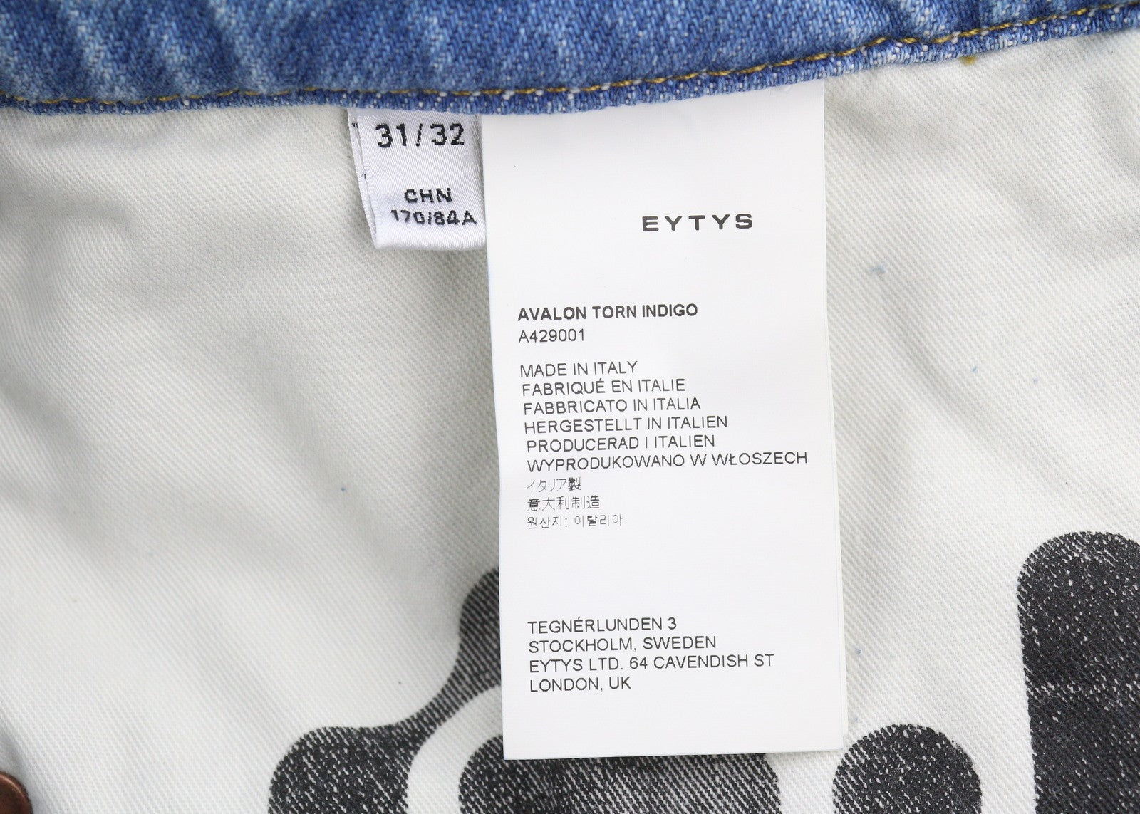 EYTYS Avalon Torn Indigo Cropped Bootcut Women Jeans W31/L32 Men Fit RRP370