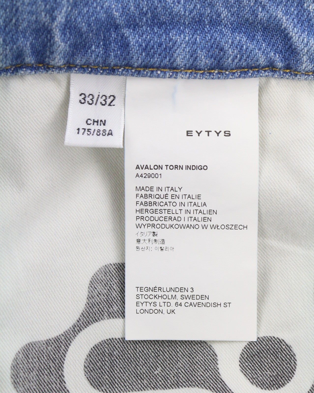 EYTYS Avalon Torn Indigo Cropped Bootcut Women Jeans W33/L32 Men Fit RRP370