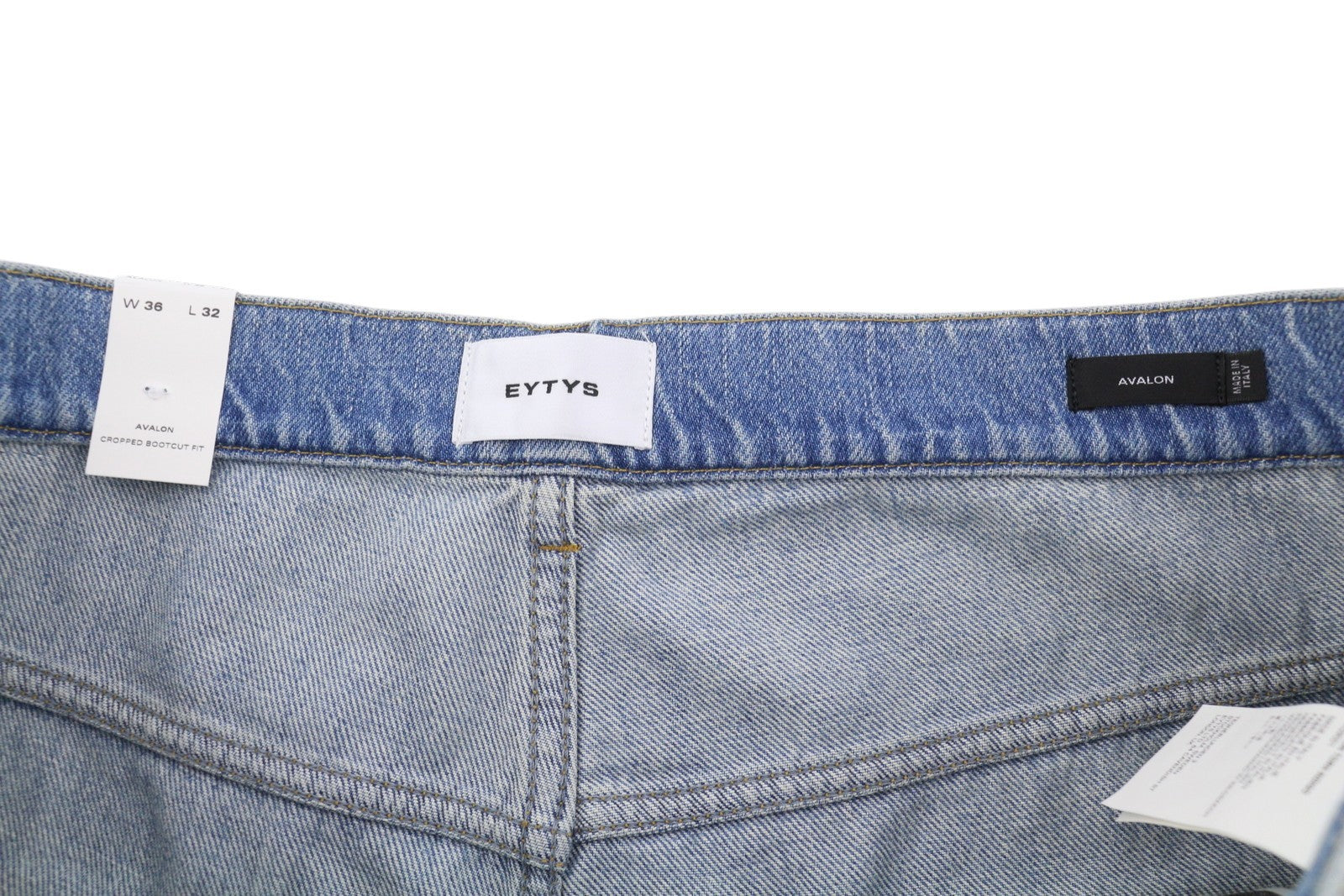 EYTYS Avalon Torn Indigo Cropped Bootcut Women Jeans W36/L32 Men Fit RRP370