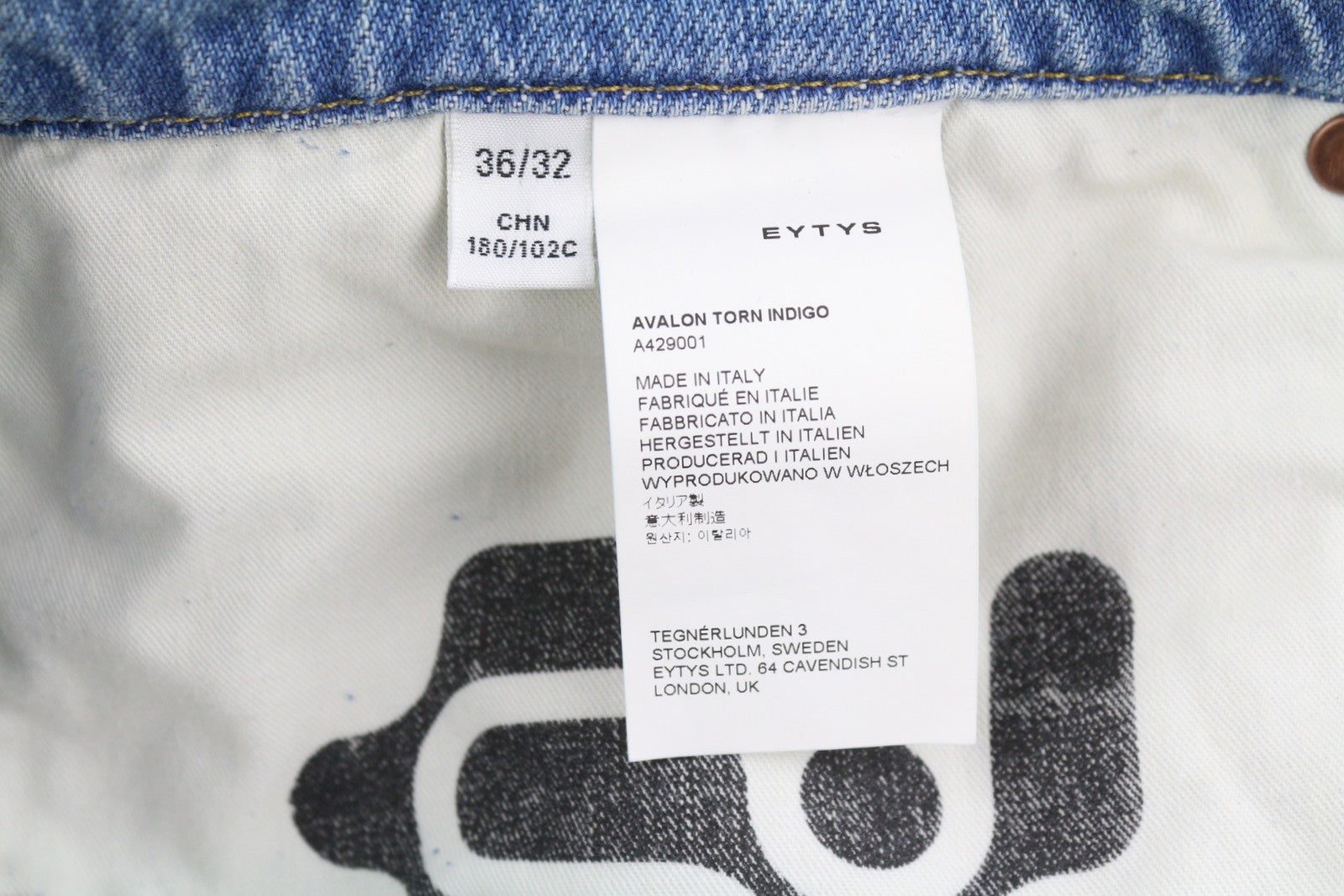 EYTYS Avalon Torn Indigo Cropped Bootcut Women Jeans W36/L32 Men Fit RRP370
