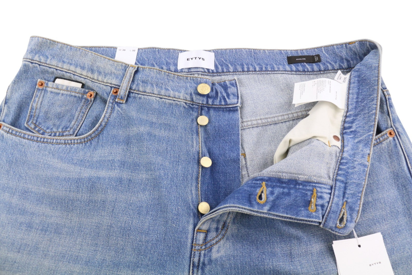 EYTYS Avalon Torn Indigo Cropped Bootcut Women Jeans W36/L32 Men Fit RRP370