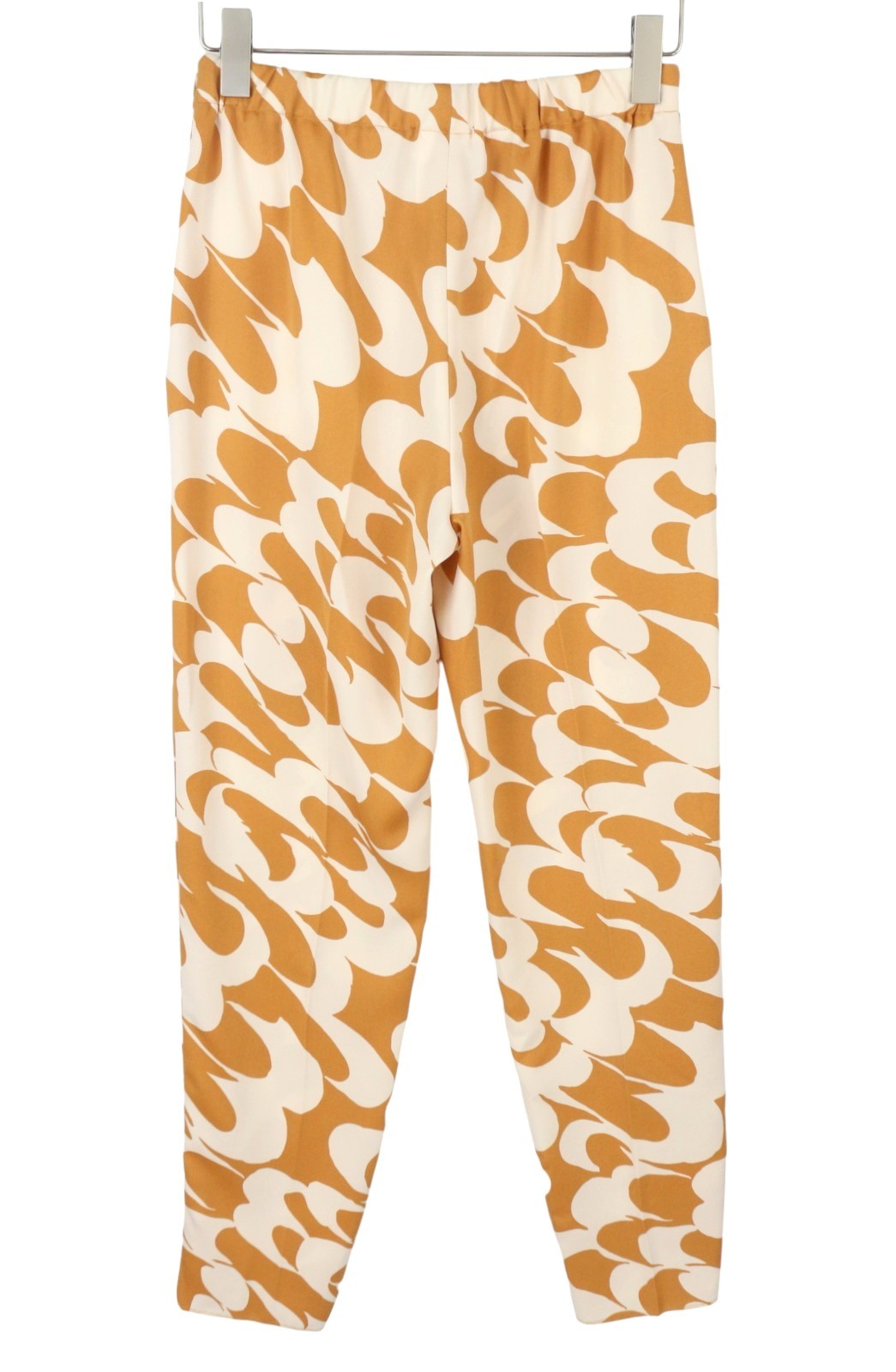MAX MARA Women Trousers EU36 Mustard Print Zip Fly Tapered Elastic Waist