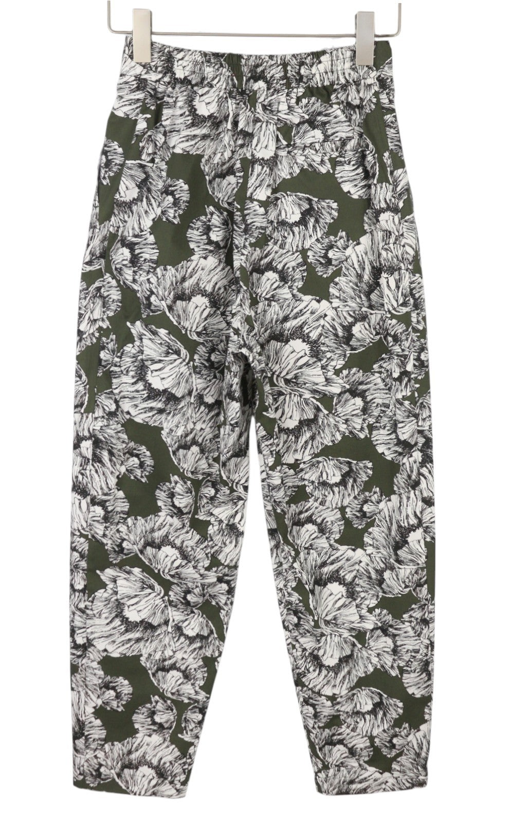 MAX&CO. Women Trousers EU34 Khaki Flower Cotton Elastic Waist Crop
