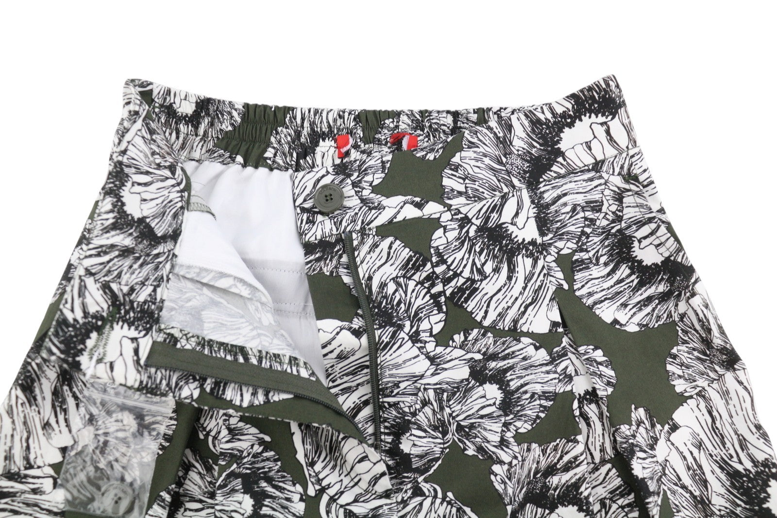 MAX&CO. Women Trousers EU34 Khaki Flower Cotton Elastic Waist Crop