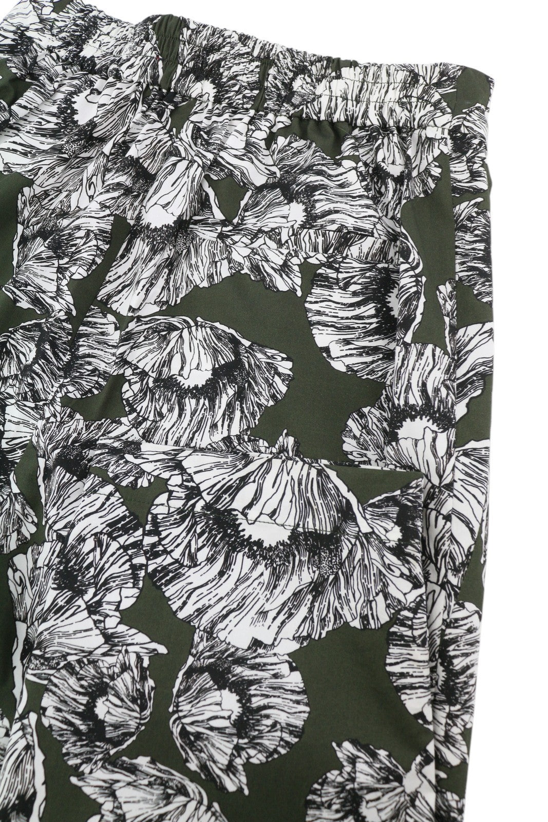 MAX&CO. Women Trousers EU34 Khaki Flower Cotton Elastic Waist Crop