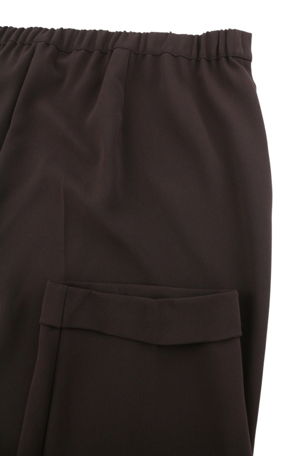 MARINA RINALDI Women Trousers EU56 Dark Brown Elastic Waist Turn-Up Zip