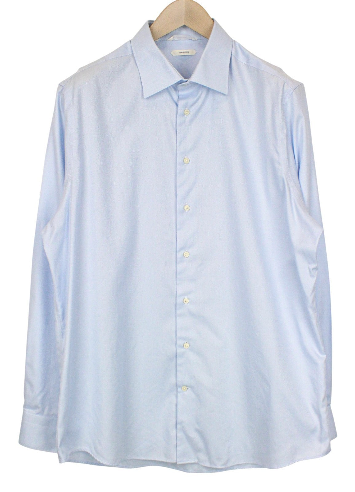 SUITSUPPLY Traveller Men Shirt 43/17 Slim Blue Pure Cotton Button-Up Formal
