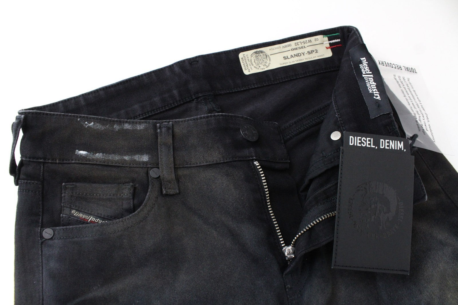 DIESEL Slandy-SP2 069IV Women Jeans W25/L32 Super Slim Skinny Grey Coloured