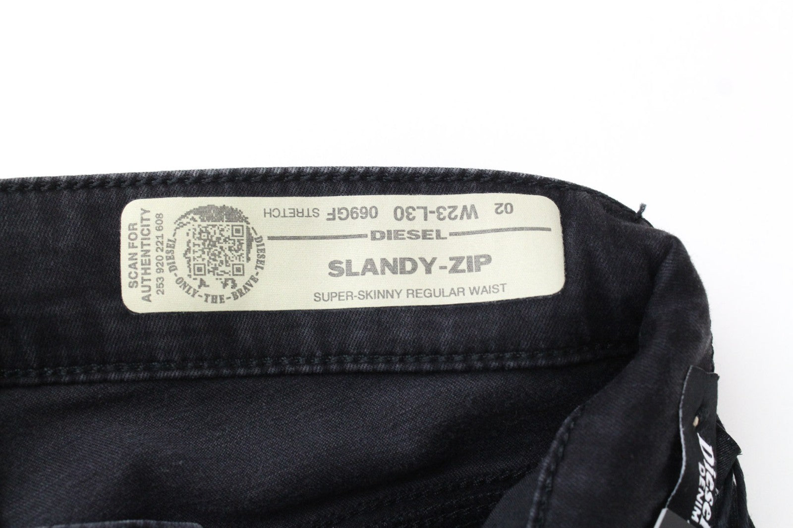 DIESEL Slandy-Zip 069GF Women Jeans W23/L30 Girls Super Skinny Fit Grey Coated