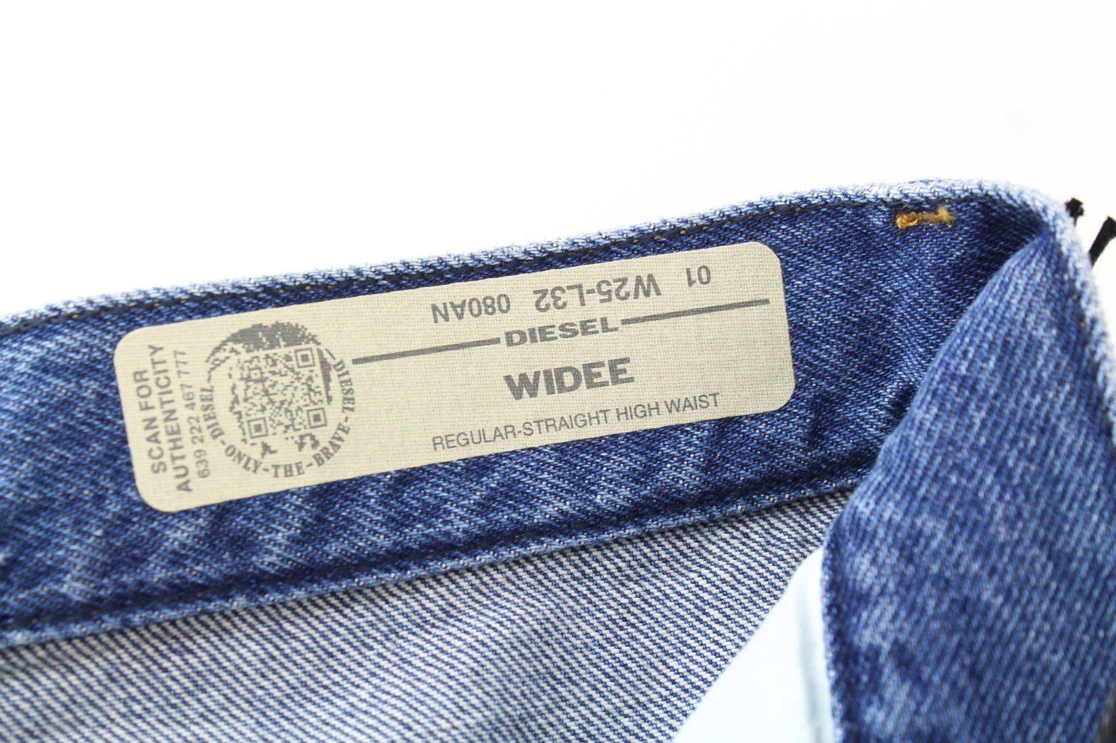 DIESEL Widee 080AN Women Jeans W25/L32 Straight Fit Blue Pure Cotton Denim