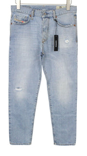 DIESEL Mharky 080AF Men Jeans W29/L30 Slim-Skinny Blue Pure Cotton Ripped