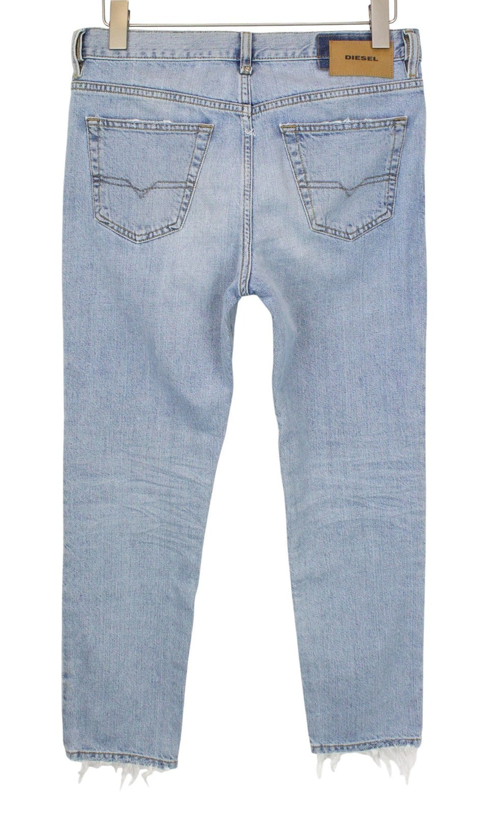DIESEL Mharky 080AF Men Jeans W29/L30 Slim-Skinny Blue Pure Cotton Ripped