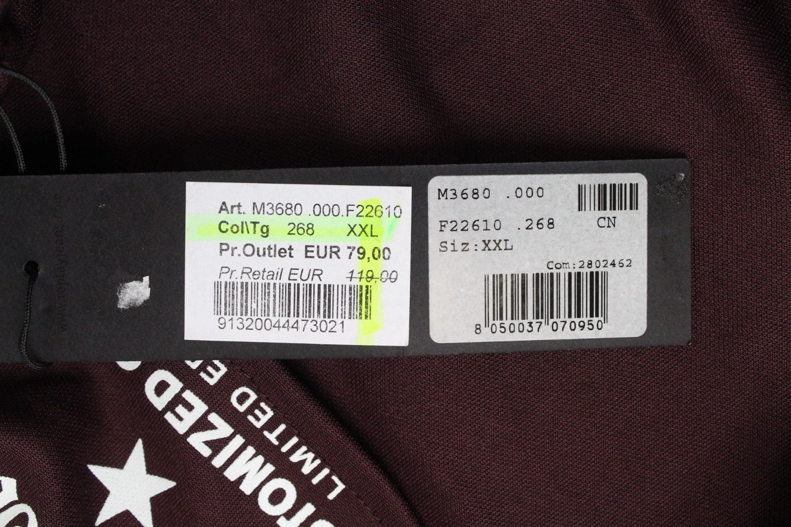 REPLAY Men Sweatshirt 2XL Dark Red Long Sleeved Casual Pocketed Zip-Up