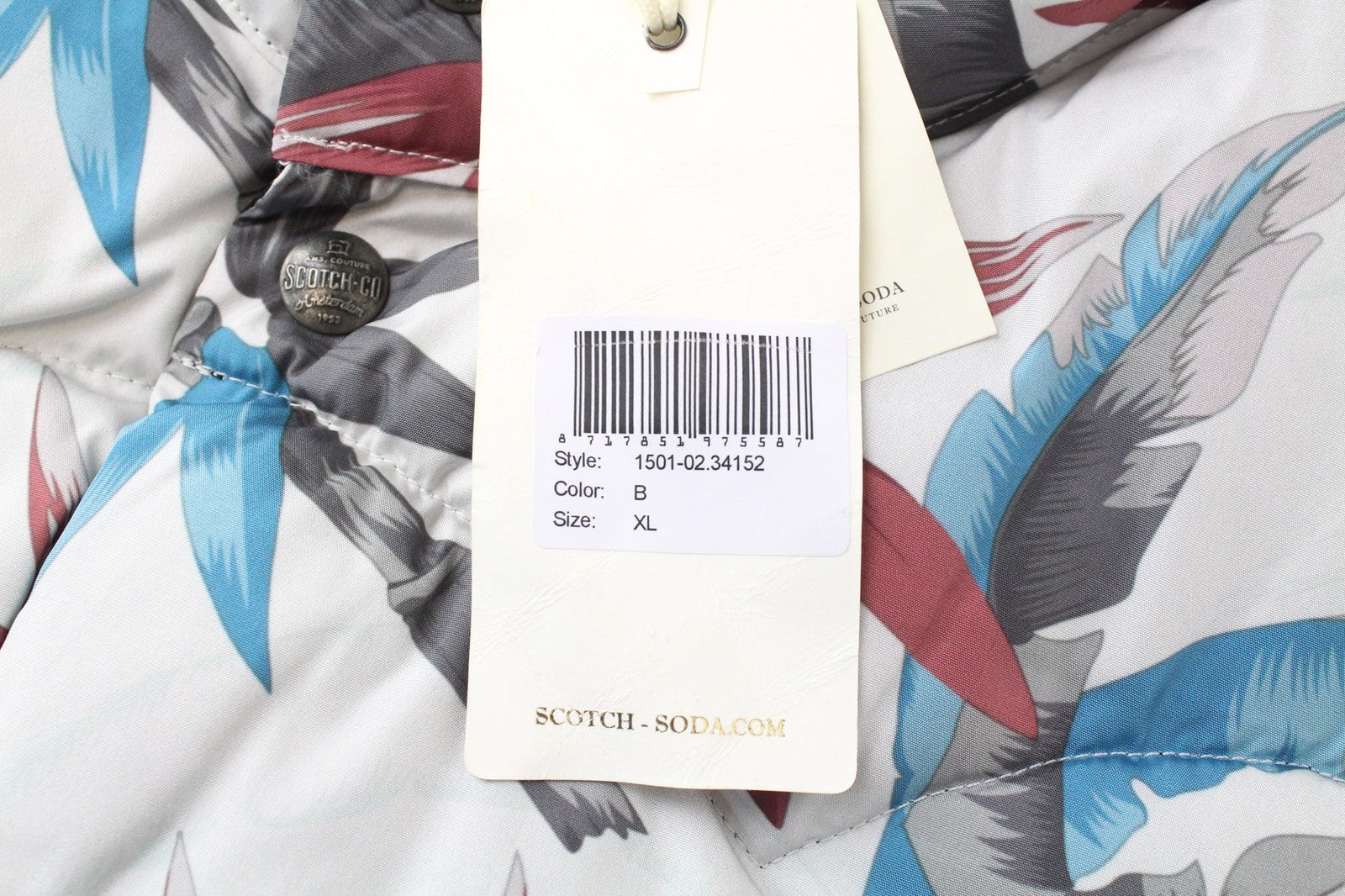 SCOTCH & SODA Ams Couture Men Jacket XL Blue Reversible Lined Padded Pattern