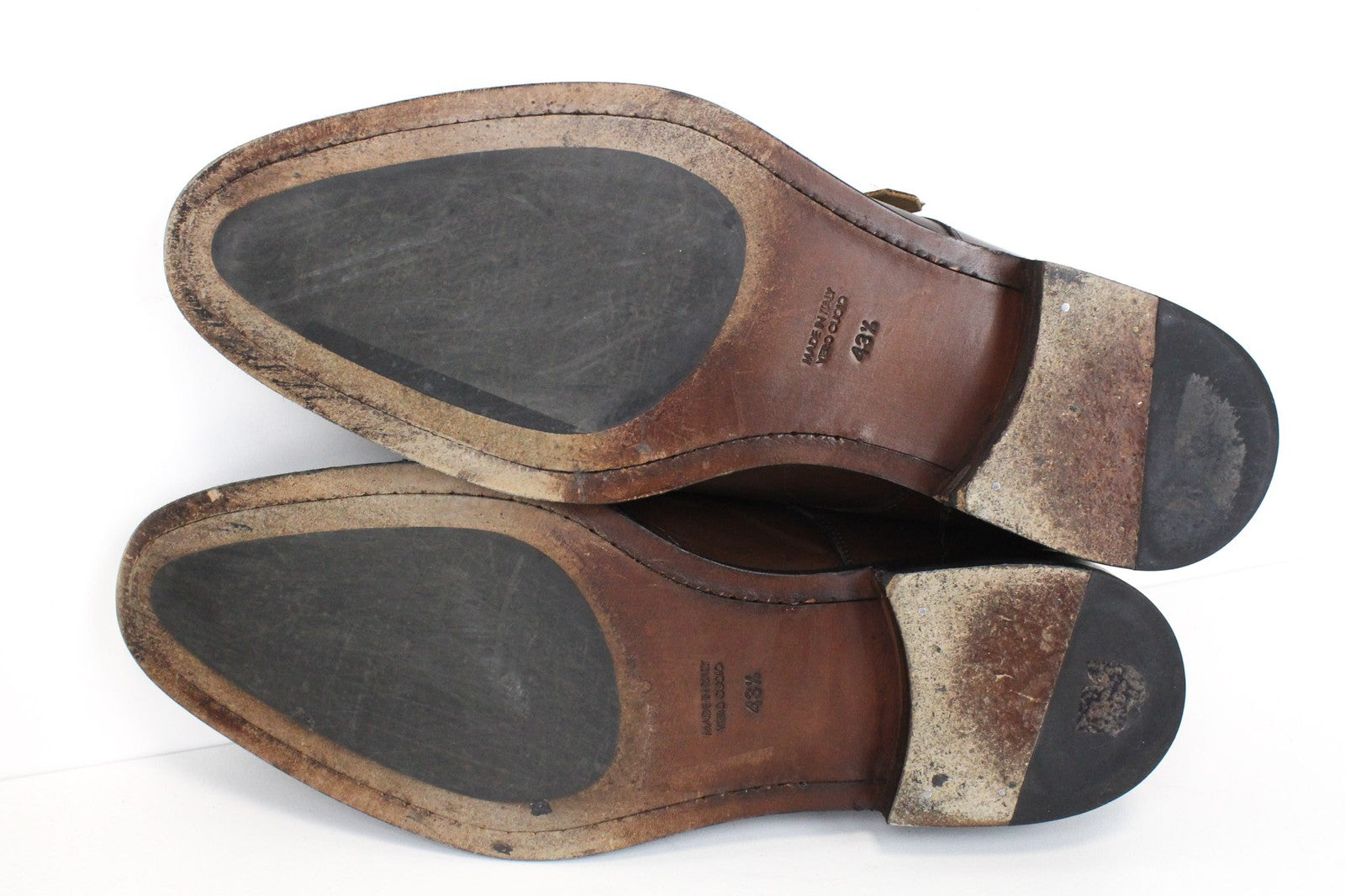 SUITSUPPLY Men Formal Shoes EU43.5 Brown Genuine Leather Double Buckle Low-Top