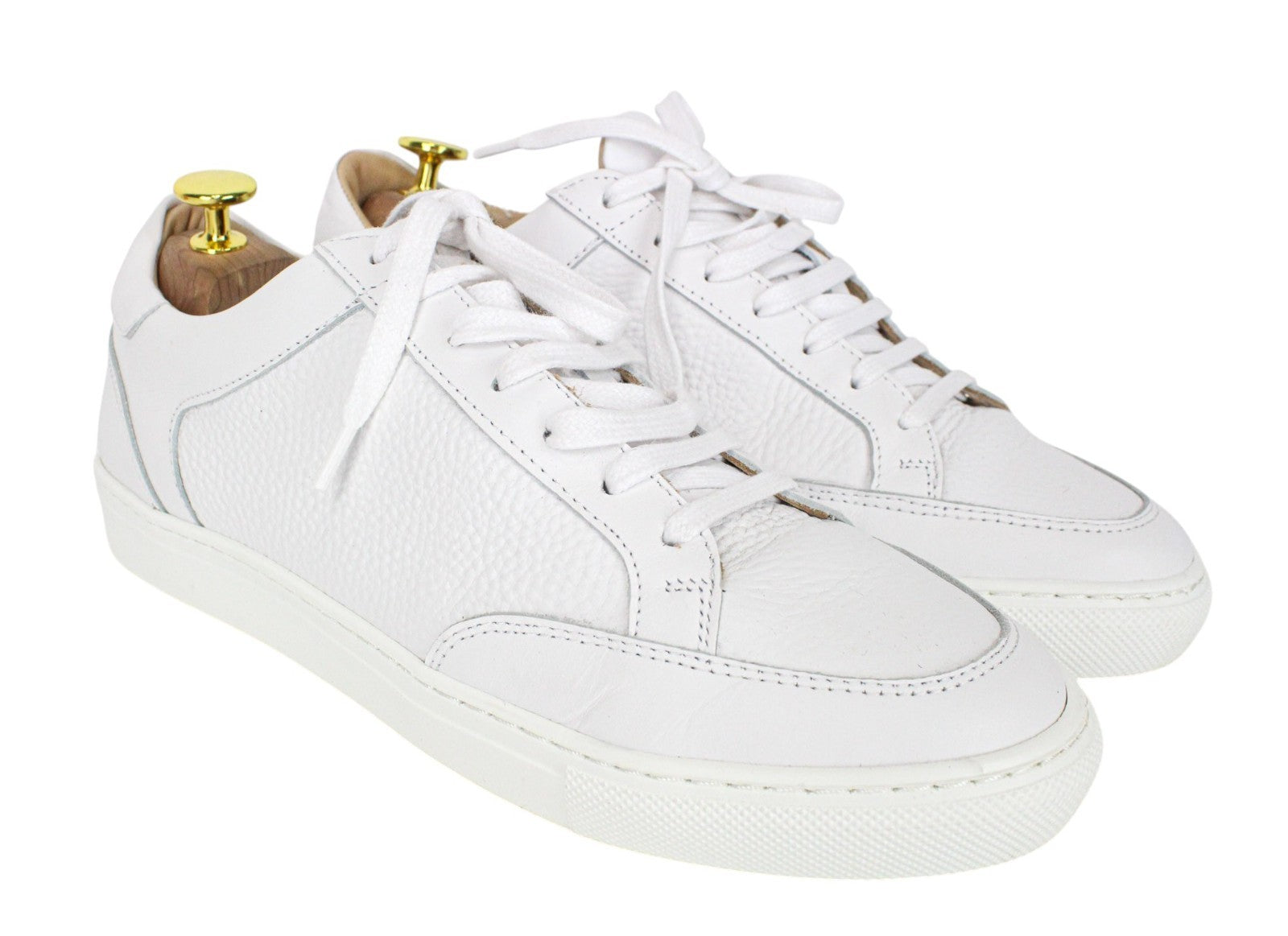 SUITSUPPLY Men Trainers EU40 Boys White Grained Leather Unisex Casual Sneakers