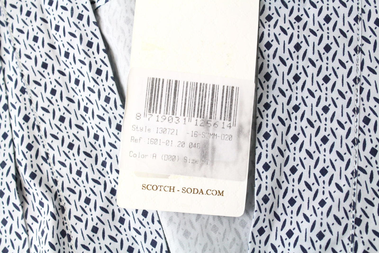 SCOTCH & SODA Men Shirt XL Blue Graphic Printed Pure Cotton V-Neckline Classic