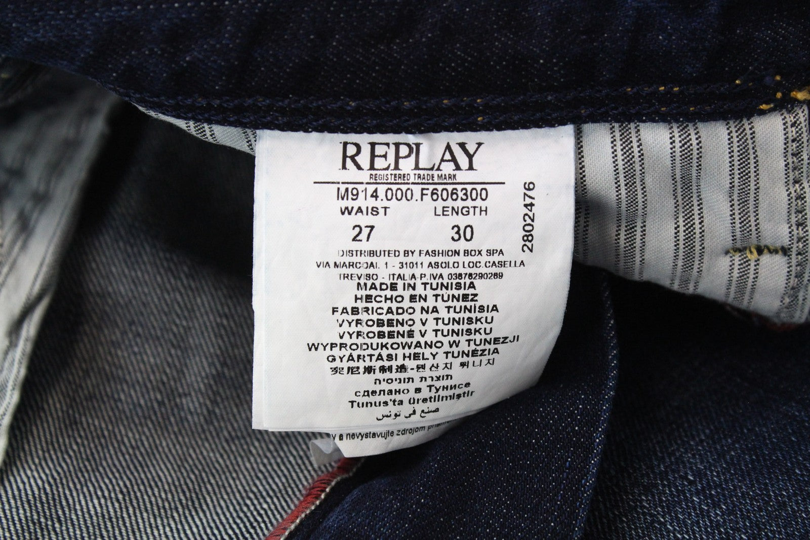 REPLAY Anbass Men Jeans W27/L30 Dark Blue Non-Stretch Slim Fit Zip-Fly Classic