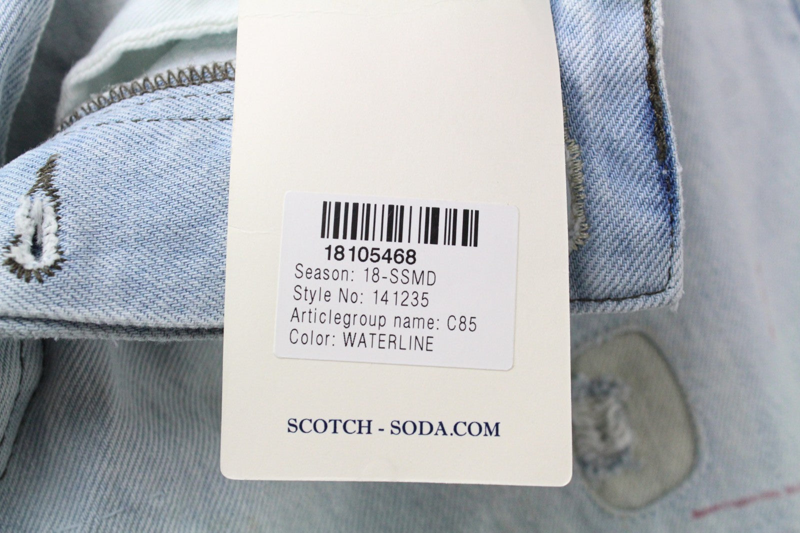 SCOTCH & SODA Dean Men Jeans W32/L32 Distress Patch Blue Stretch Loose Tapered