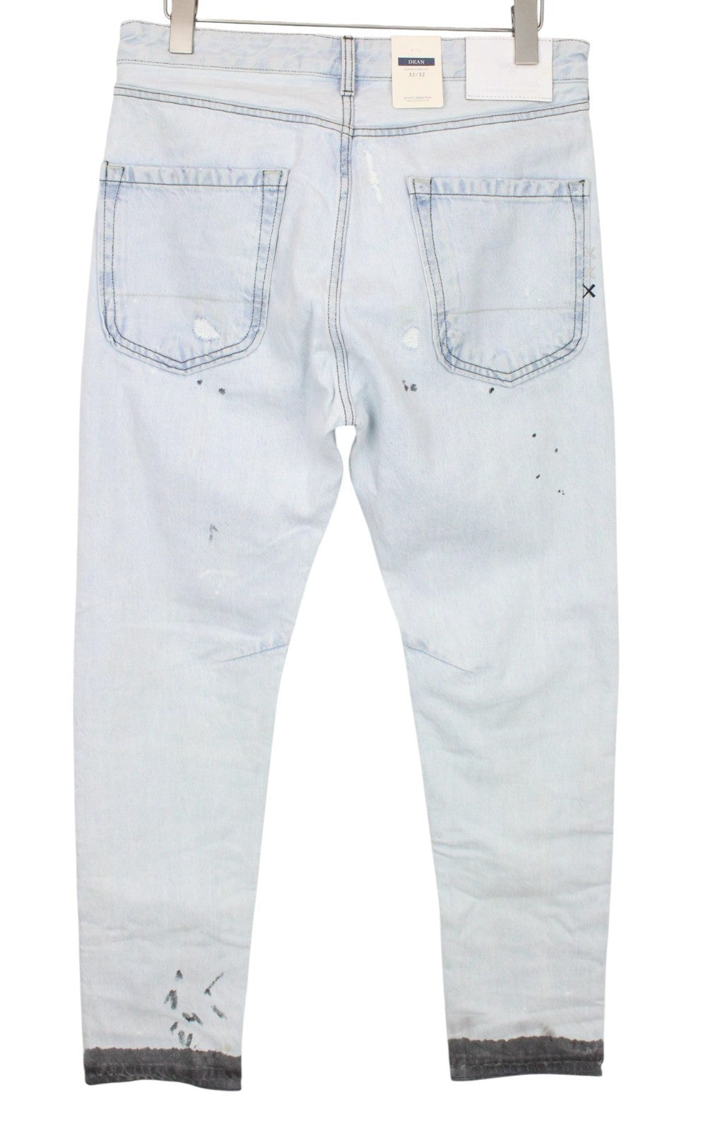 SCOTCH & SODA Dean Men Jeans W32/L32 Distress Patch Blue Stretch Loose Tapered