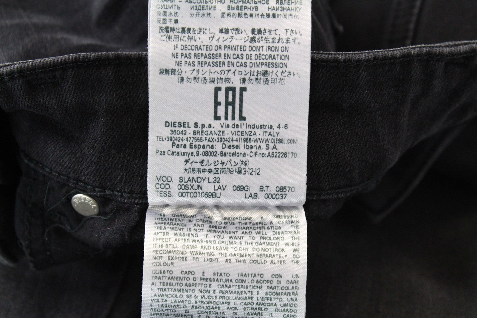 DIESEL Slandy 069GI Women Jeans W25/L32 Grey Stretch Super Slim Skinny Distress