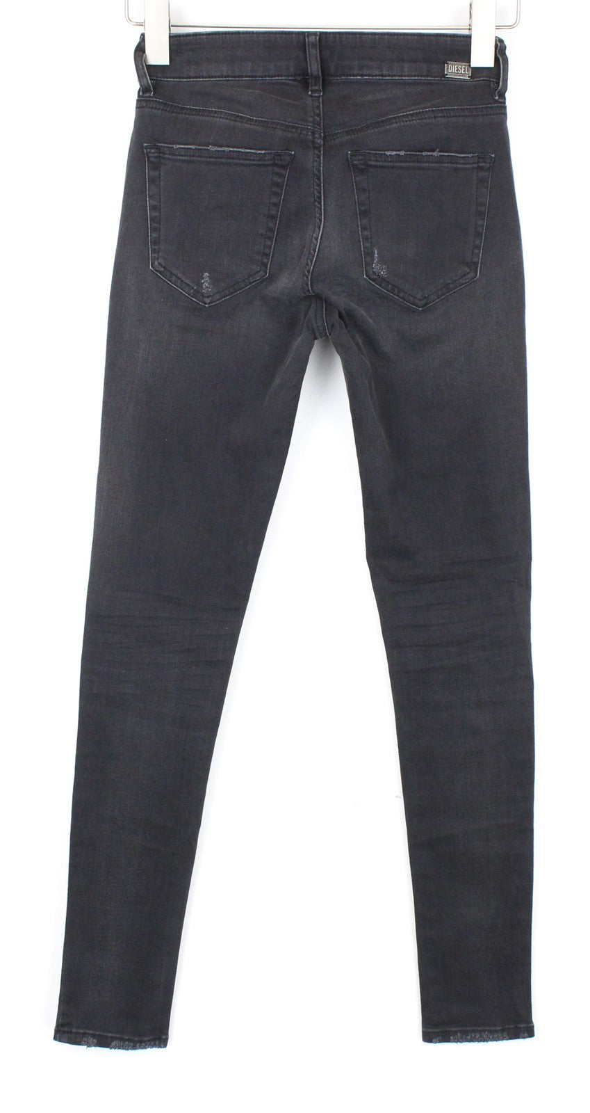 DIESEL Slandy 069GI Women Jeans W25/L32 Grey Stretch Super Slim Skinny Distress