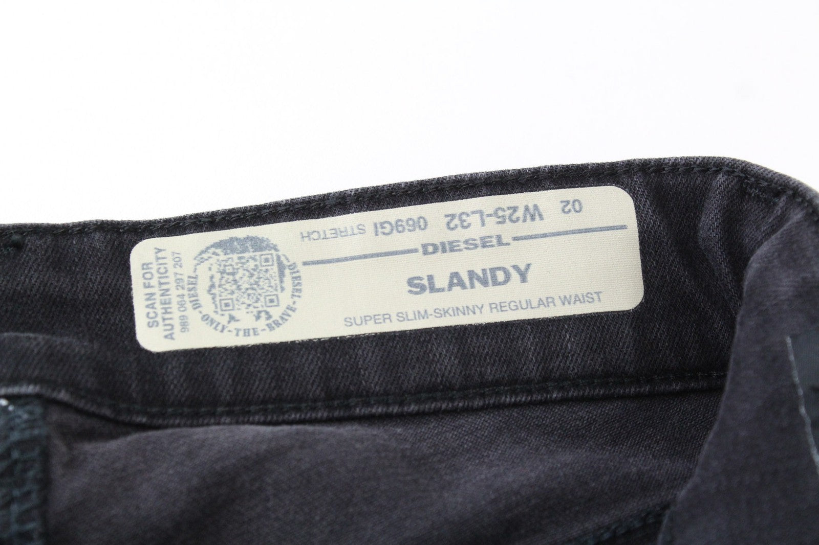 DIESEL Slandy 069GI Women Jeans W25/L32 Grey Stretch Super Slim Skinny Distress