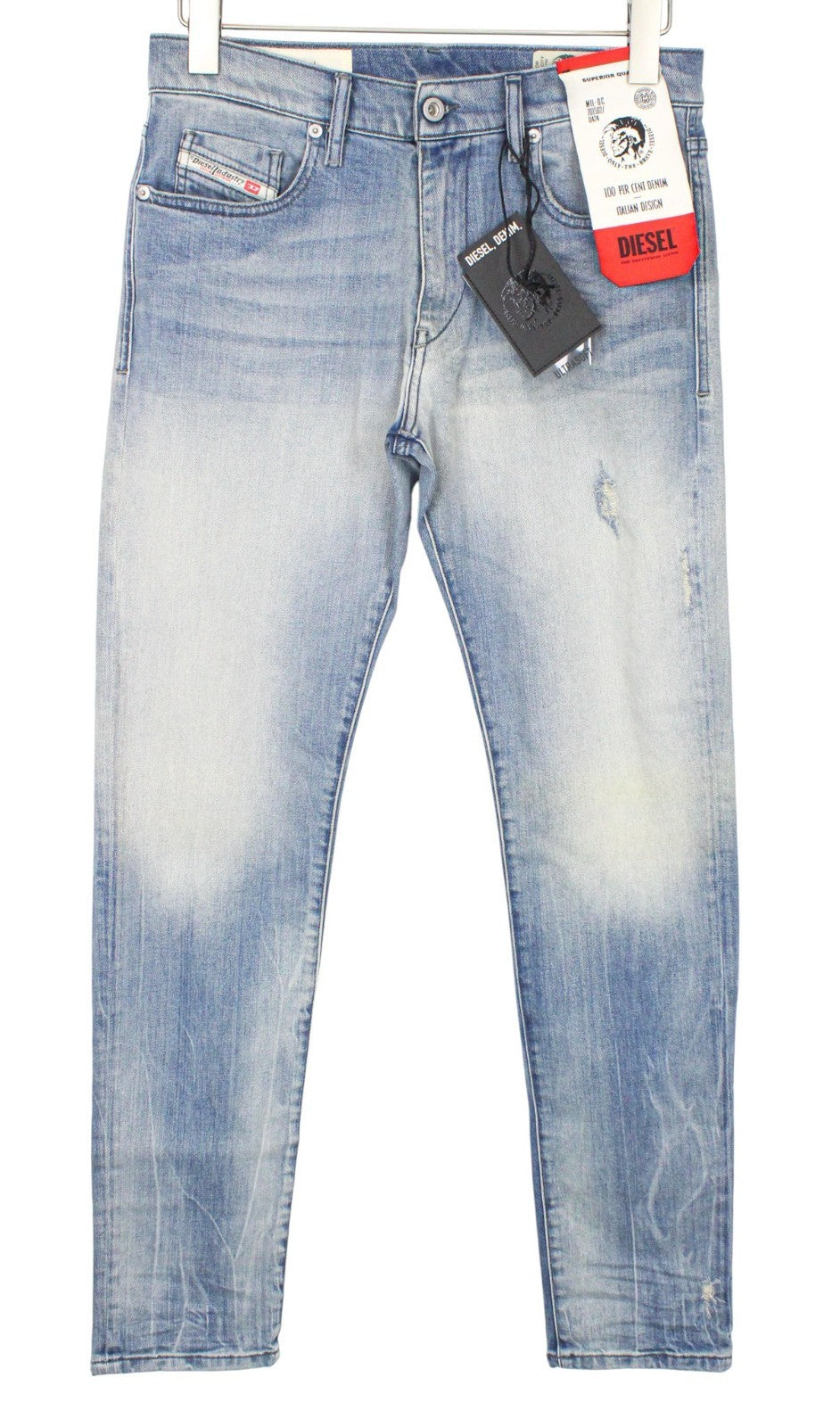 DIESEL D-Strukt 081AP Men Jeans W29/L32 Blue Stretch Tapered Fit Distressed