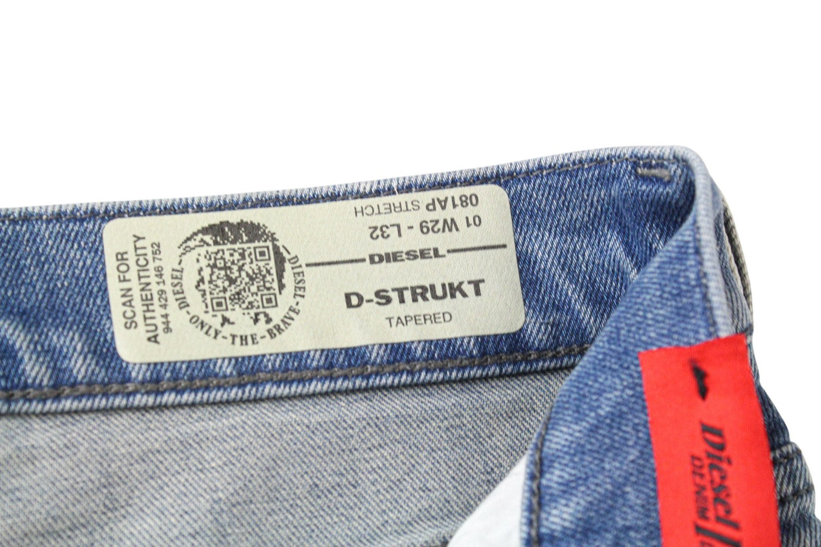 DIESEL D-Strukt 081AP Men Jeans W29/L32 Blue Stretch Tapered Fit Distressed