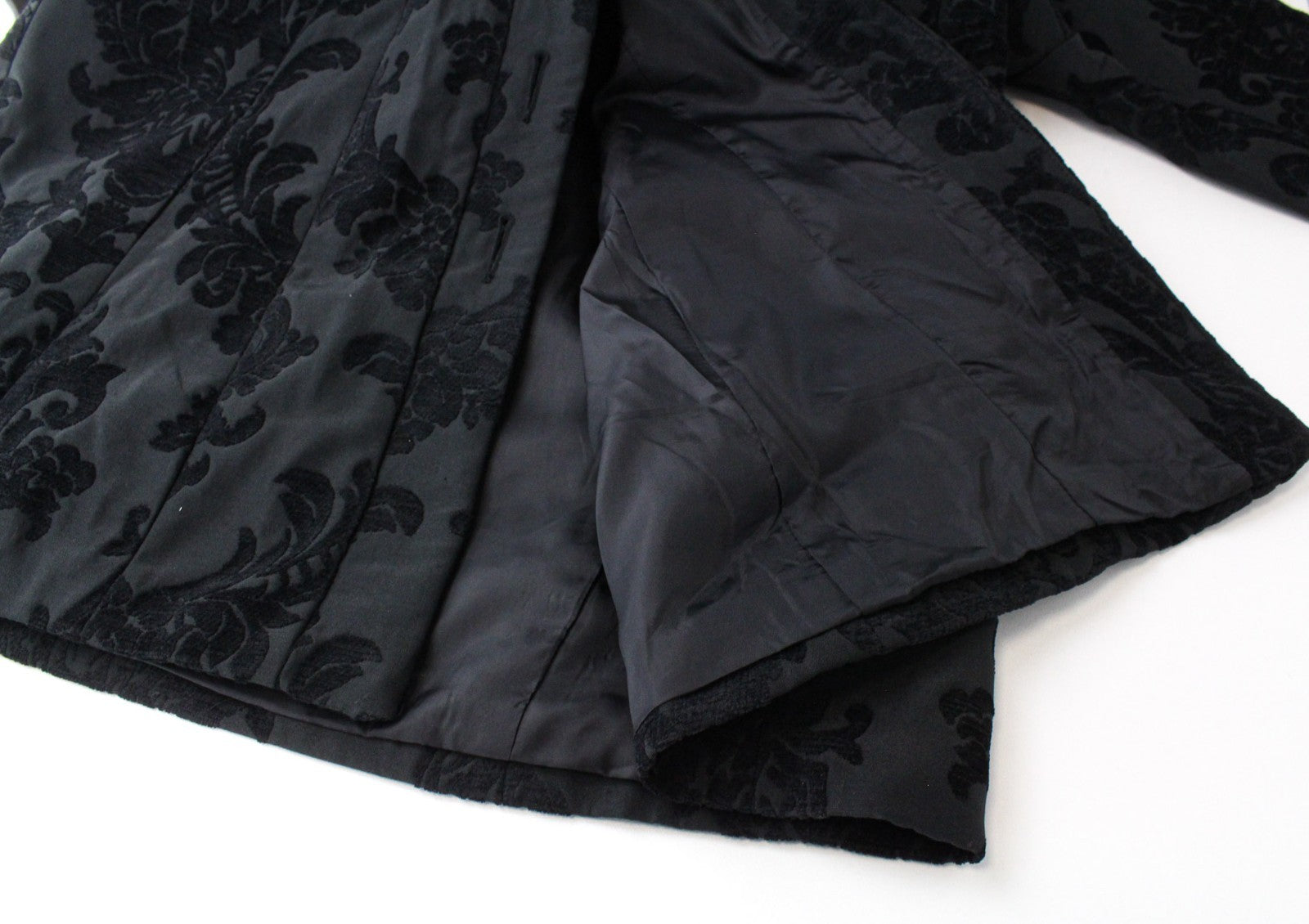DESIGUAL Dable Women Coat EU38 M Black Jacquard Pattern Designer Mid-Length
