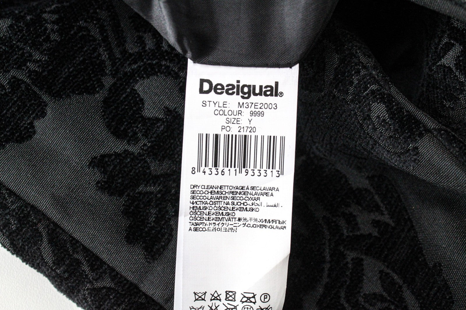 DESIGUAL Dable Women Coat EU38 M Black Jacquard Pattern Designer Mid-Length