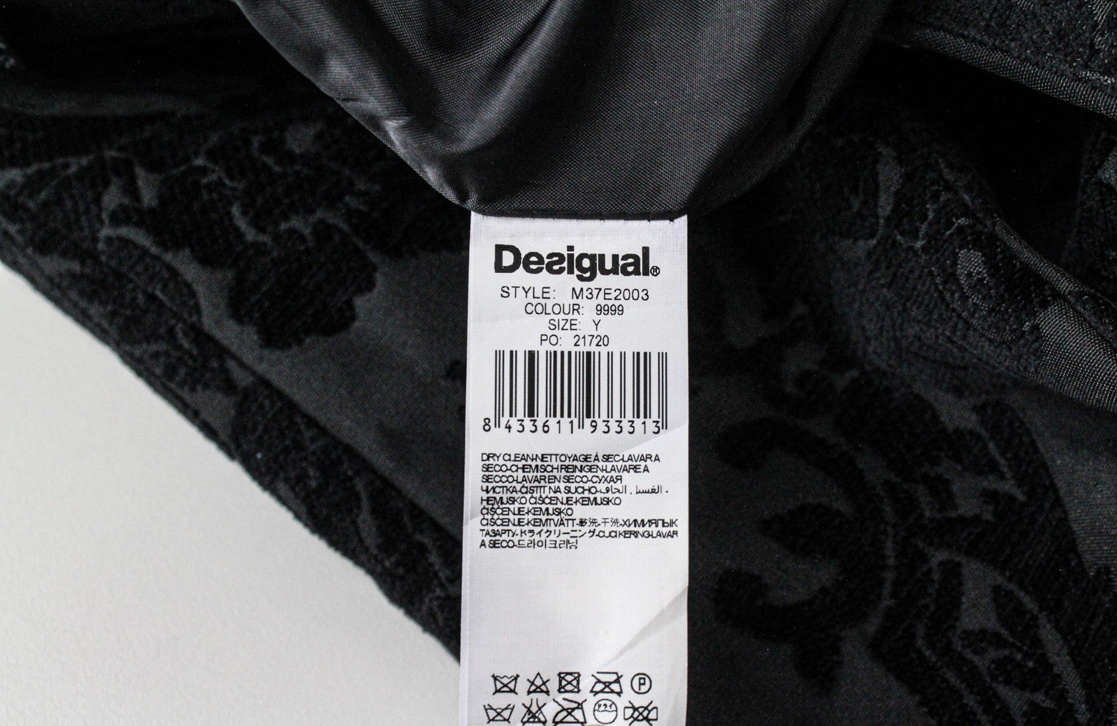 DESIGUAL Dable Women Coat EU38 M Black Jacquard Pattern Designer Mid-Length