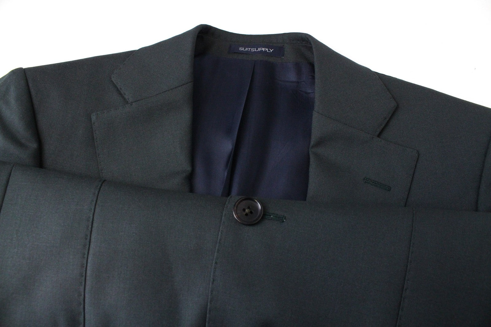 SUITSUPPLY Lazio Men Suit UK32R Blazer Waistcoat Green Lined Pure Wool 2 Piece