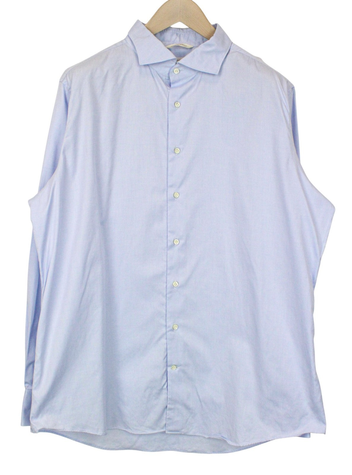SUITSUPPLY Men Shirt 47/18 1/2 Extra Slim Fit Light Blue Cotton Long Sleeve