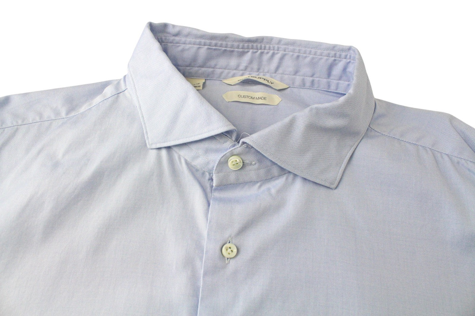 SUITSUPPLY Men Shirt 47/18 1/2 Extra Slim Fit Light Blue Cotton Long Sleeve